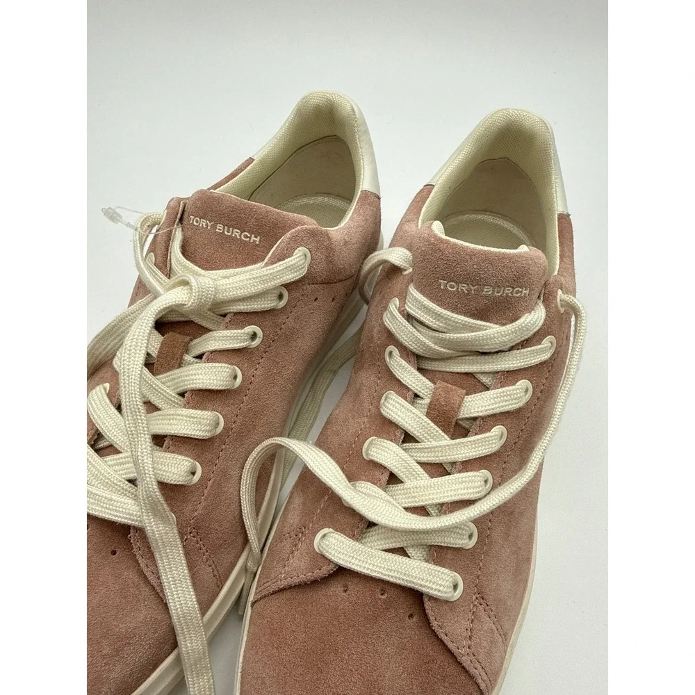 Tory Burch Howell Court Rose Pink Suede Sneakers Womens 11M 12849 Low Top Shoes